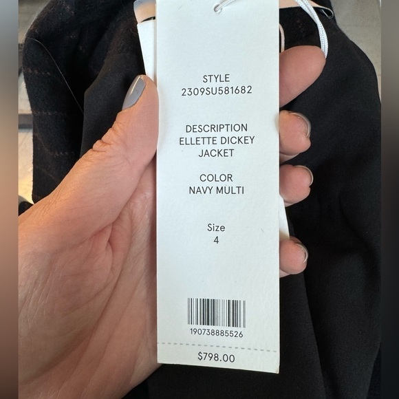 Veronica Beard NWT Ellette Dickey Jacket Navy Multi double breasted size 4 - Picture 10 of 13